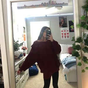 maroon knit sweater dress.